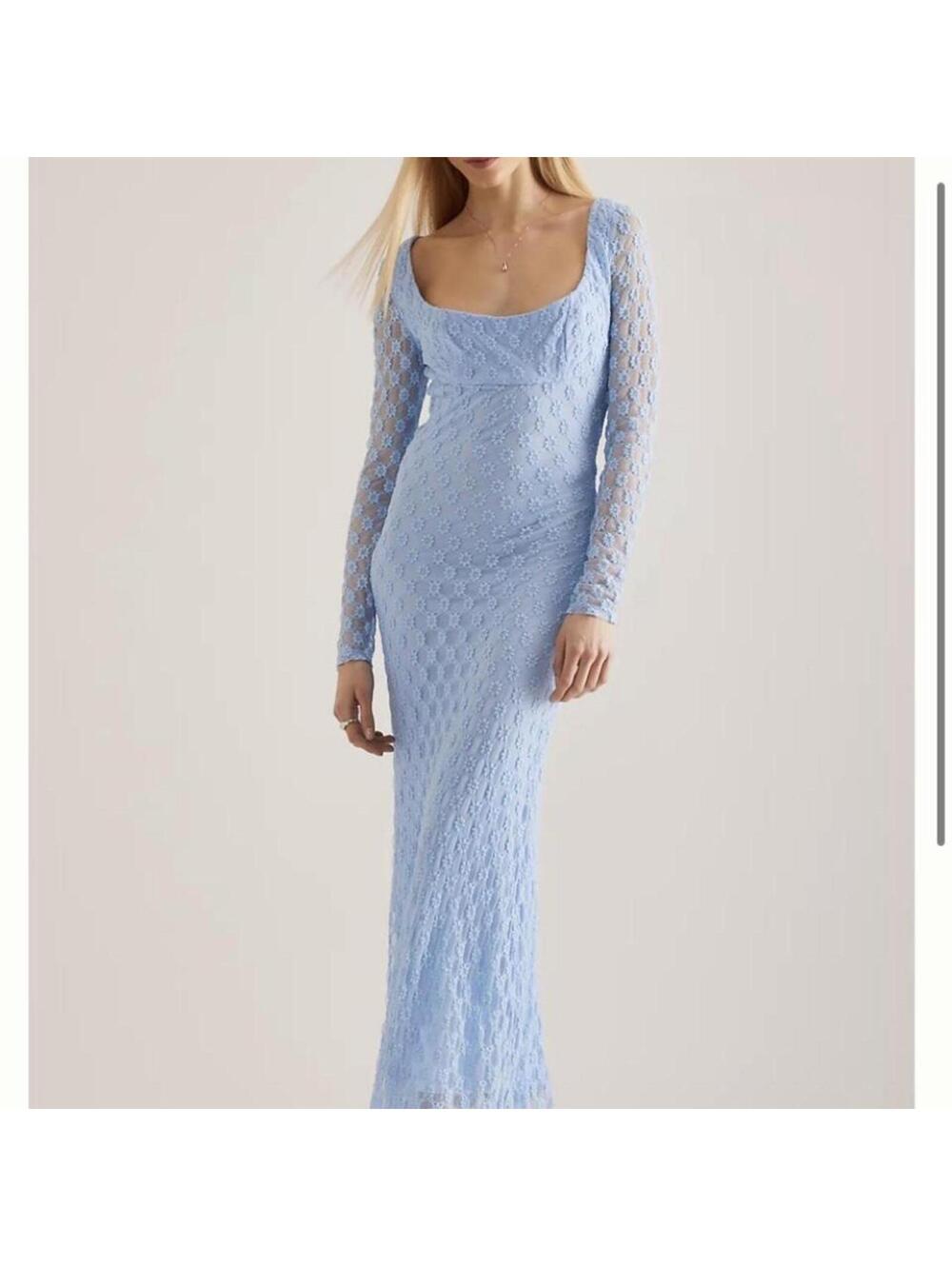 BARDOT Light Blue Lace Long Sleeve Maxi Dress